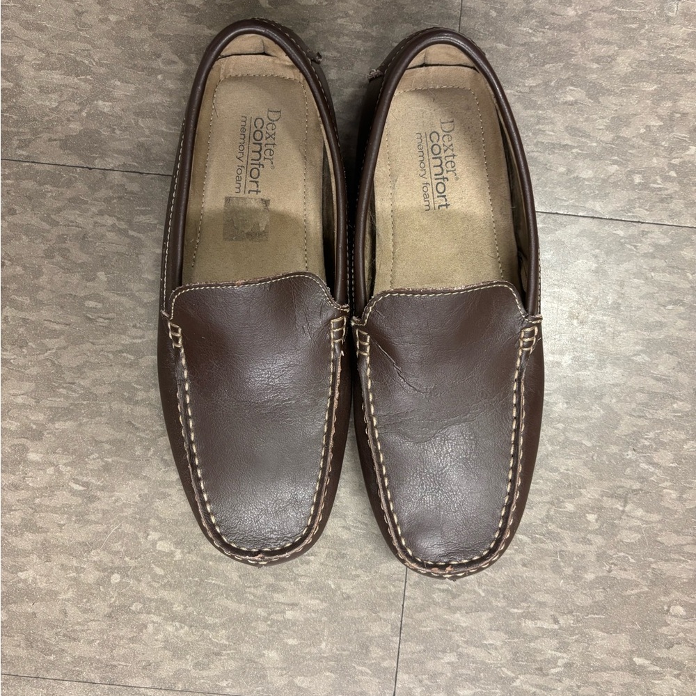Dexter Brown Leather Slip-On Loafers with Moccasin Design